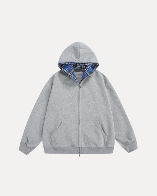 AVASI - CHEQUERED ZIP HOODIE